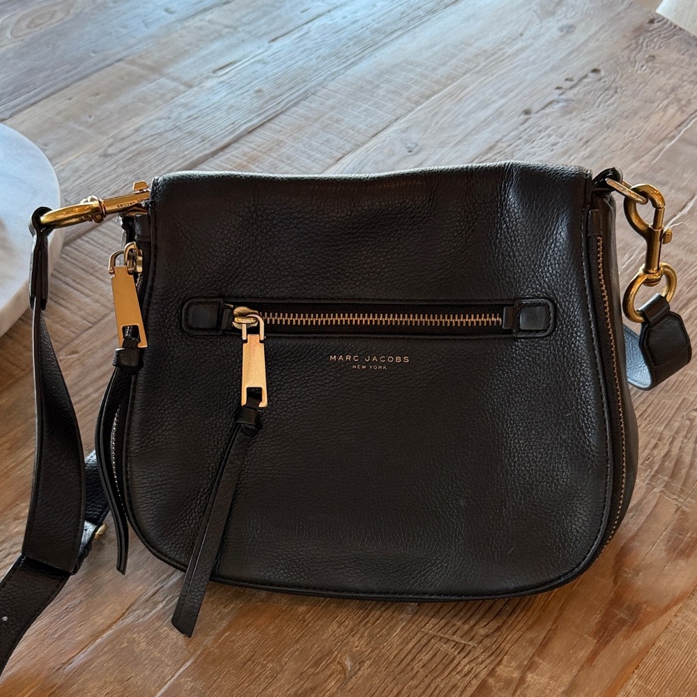 Marc Jacobs Black Crossbody Bag with Gold Accents